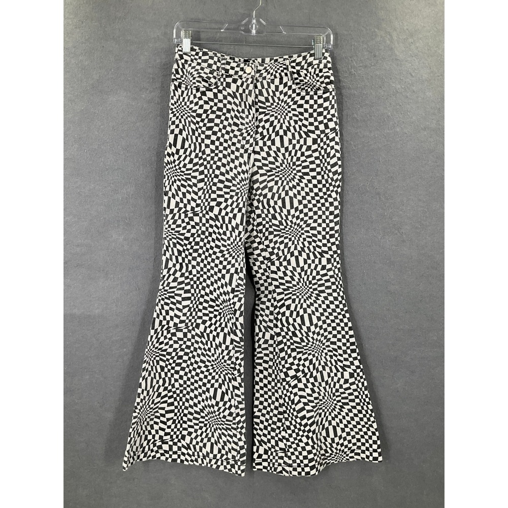 Princess Polly Black & White Optical Checkered Flare Pants